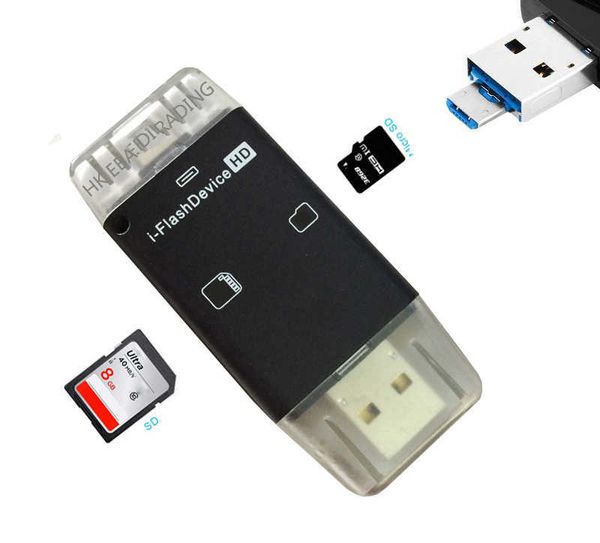 3in1 computador micro sd sdhc tf leitor de cartão sd para iphone 12 11 pro x xs max xr 6 7 8 plus para ipad para xiaomi android otg telefone