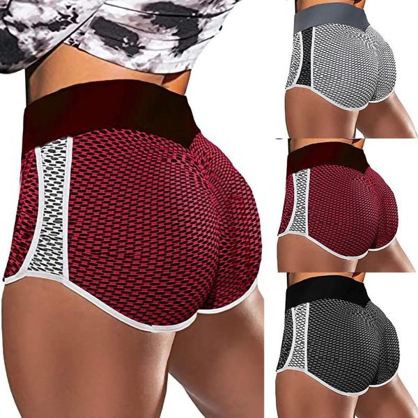 

yoga outfit legging sport fitness shorts for women peach hip high waist honeycomb grid stitching solid running workout pants
