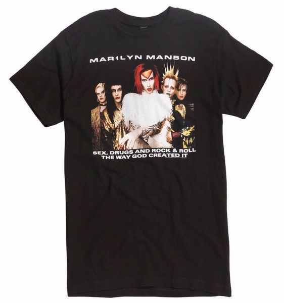 

marilyn manson rock is dead tour t-shirt new 100% authentic front & back design, White;black