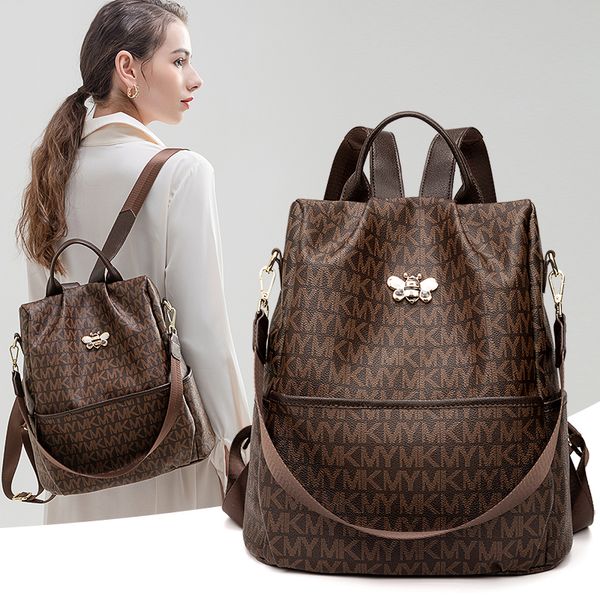 

fashion european and american retro printed backpack women's 2022 new trendy large-capacity anti-theft backpack casual commuting