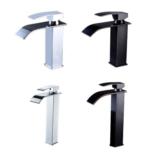 

bathroom sink faucet, waterfall spout basin cold and water mixer tap, 360-degree rotation of outlet faucets