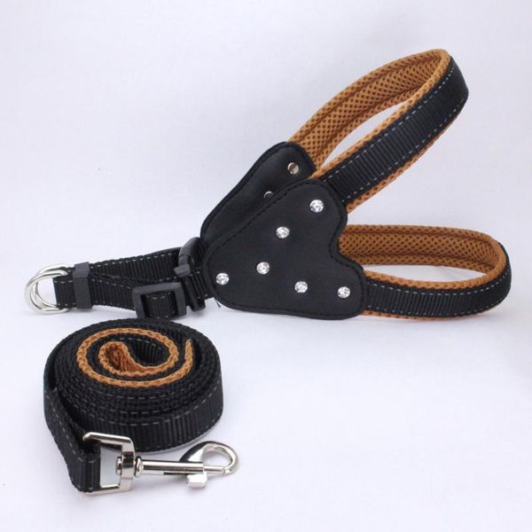 

dog collars & leashes reflective dogs and harnesses nylon leash for small pet vest puppy bling rhinestone harness acessorios