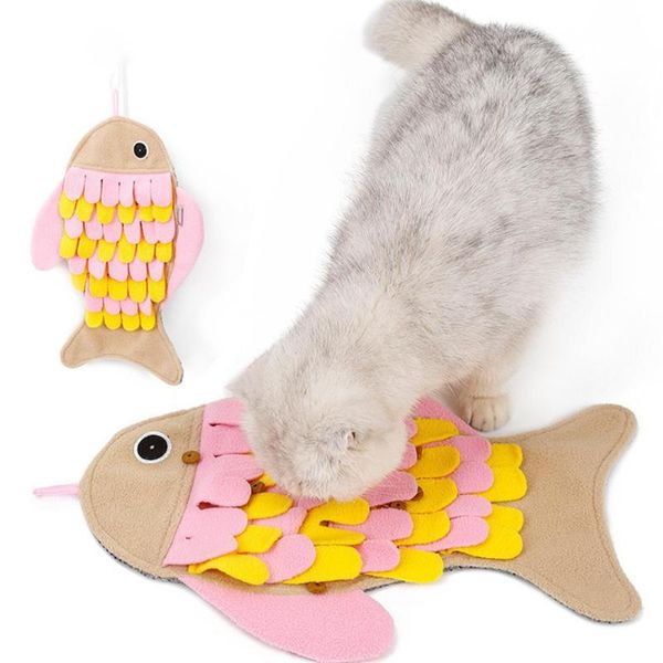 

cat toys pet dog sniffing mat fish shaped toy training blanket fleece feeding pad