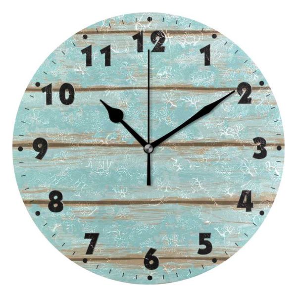 

wall clocks wood slice pattern - silent clock 9.8" decorative frameless battery operated contemporary creative round