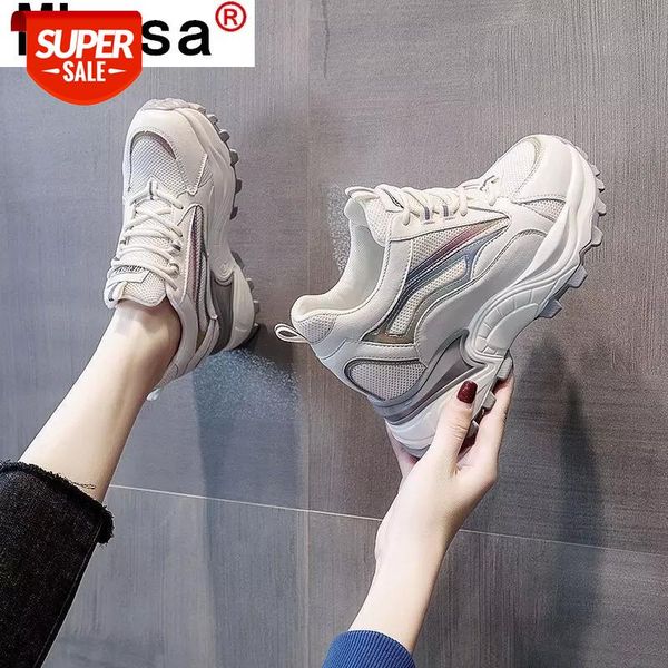 

2021 spring fashion women's casual sneakers lace-up thick soles and comfort increase shoes vulcanized for women #wu2m