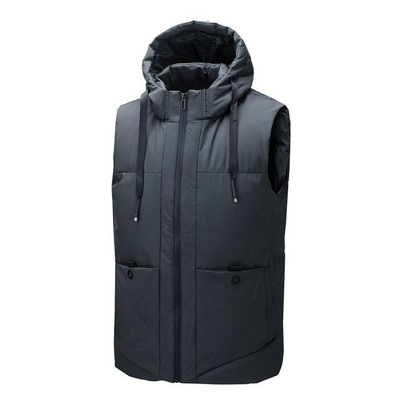 

men's vests 2021 warm hooded veste gilet homme, Black;white
