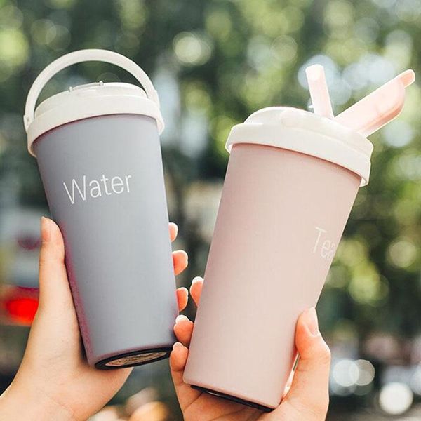 

water bottles 500ml stainless steel vacuum flasks thermoses straw coffee cup with lid travel camping thermo mug insulated tumbler mugs