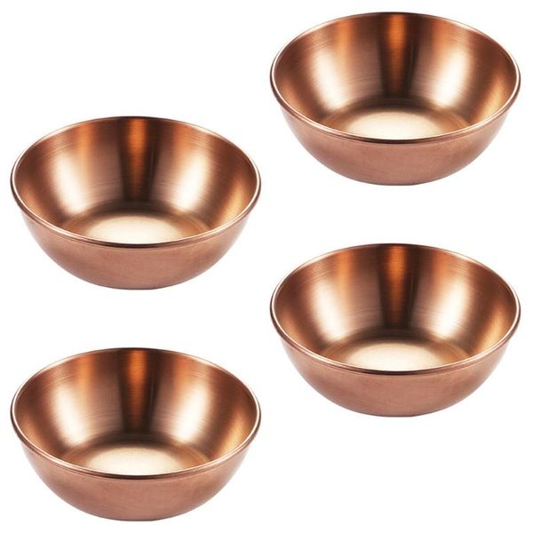 

dishes & plates 4pcs seasoning stainless steel round chilli sauce appetizer