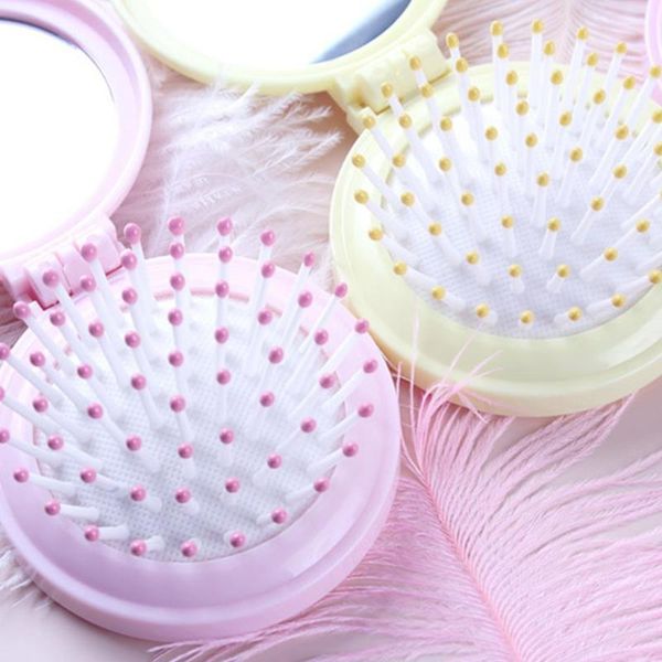 

electric hair brushes folding air bag comb with mirror compact pocket size portable travel brush cosmetic head massager relax