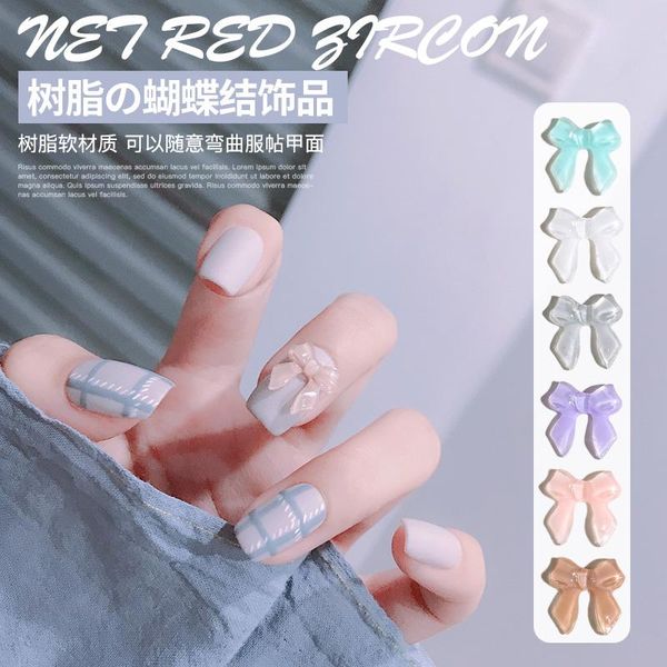 

nail art decorations 10 pcs butterfly bow decoration shiny crystal rhinestone diy 3d resin bendable charm accessories, Silver;gold