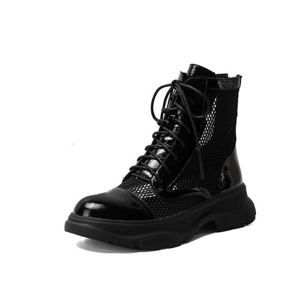 

asumer wholesale summer leather + knitted comfortable shoes women's boots, Black