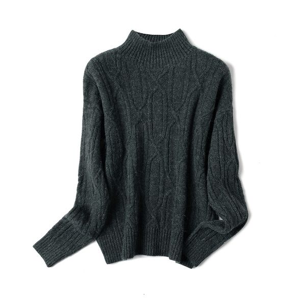 

women's knits & tees sweater women autumn winter outside korean loose lazy turtleneck sweater jumper knitted women's wool coat, White