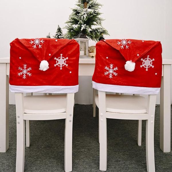 

6pcs non-woven fabric snowflake hat shaped chair cover christmas xmas decoration for party, home decor, restaurant covers