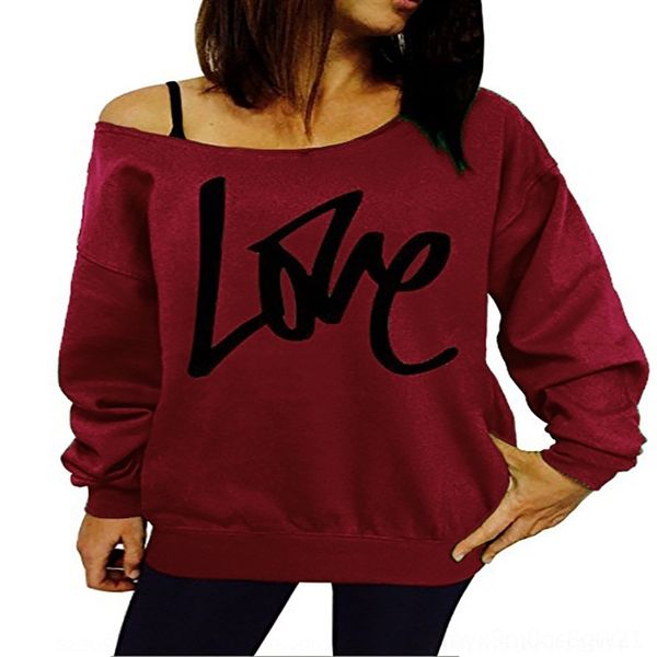 

owhb sweatert-shirt love women's letter printed long sleeve slant shouldersweatert-shirt sweaterlove letter prin, White