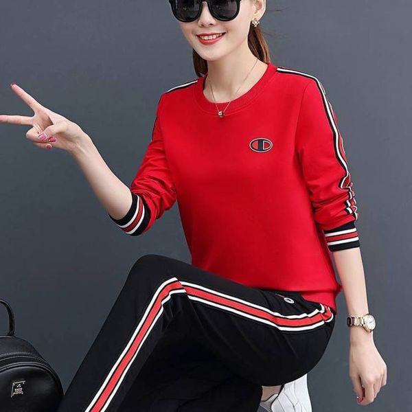 

cotton leisure sports suit autumn 2021 new korean fashion sportswear women's running two-piece set, Gray