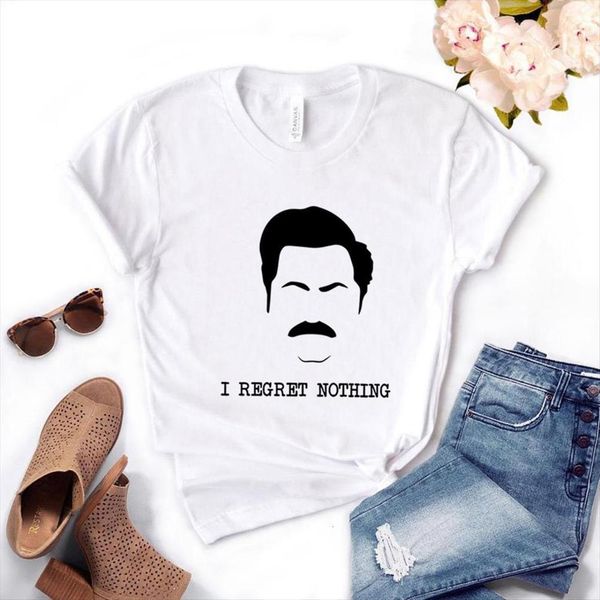 

i regret nothing print cotton womens t shirt casual funny yong tee 6 color a 1149, White