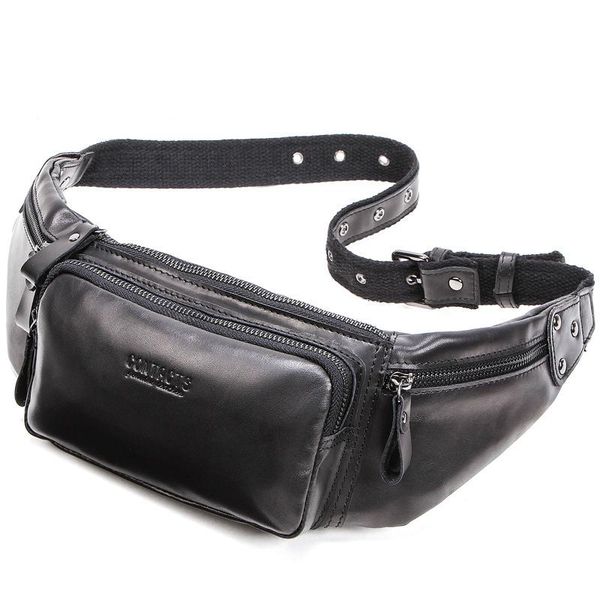 

men's fashion genuine leather sports belt bag cowhide multifunctional waist bags