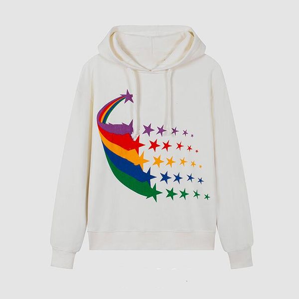 

21ss pure cotton brand designers men's women's hoodie casual fashion tide card brand rainbow meteor sweatshirts, Black