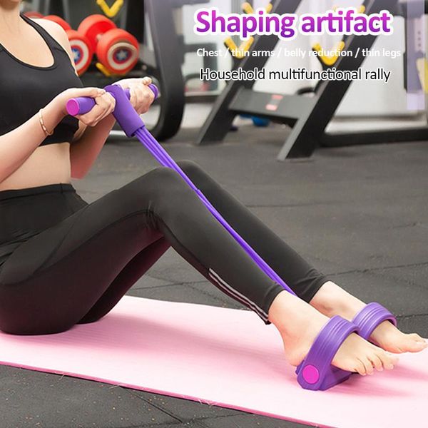 

fitness gym 4 tube resistance bands latex pedal exerciser sit-up pull rope expander elastic yoga equipment pilates workout