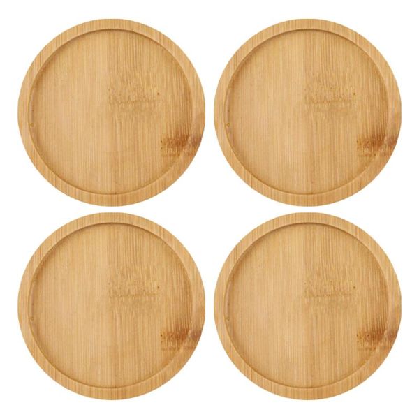 

kitchen storage & organization 4pcs wooden flowerpot tray creative gardening pot trays plates (wood)