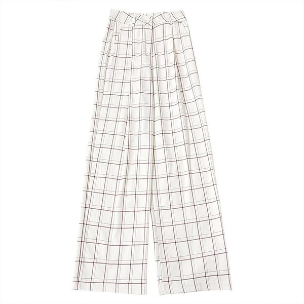 

women's pants & capris autumn japanese vintage plaid high waist loose casual straight-leg, Black;white