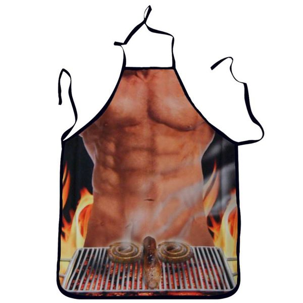 

aprons washable 3d muscle male apron men kitchen cooking barbecue gift for boyfriend