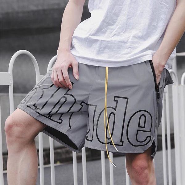 

men's shorts 21 summer coated zipper pants drawstring sports beach, White;black