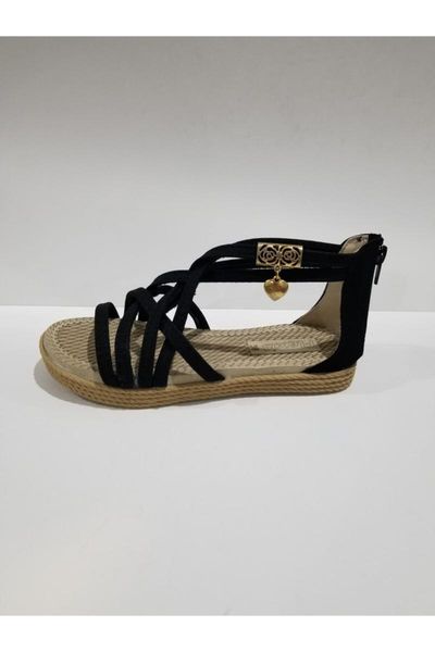 

sandals black color flat base orthopedic lining back zipper female shoes