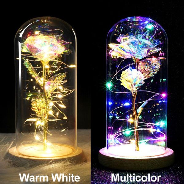 

night lights beauty and beast rose in flask lamp led flower laser light glass dome mothers day valentines wedding gift