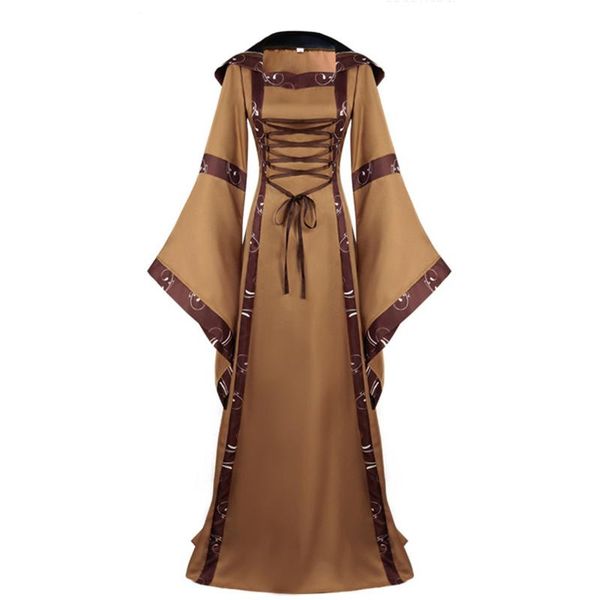 

theme costume vintage dress women medieval renaissance queen ball gown bell sleeve maxi halloween for fft, Black;red