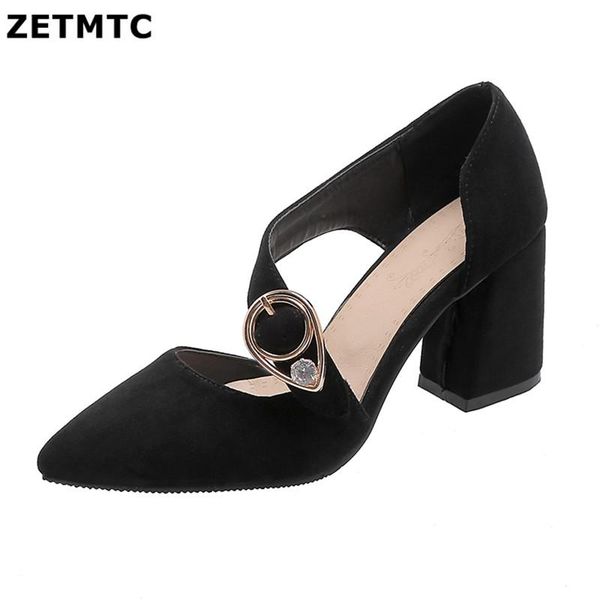 

dress shoes classics lady women 2021 spring arrival suede pointed toe mary jane black high heels big size 43