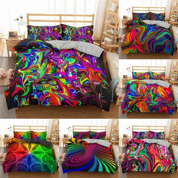 

bedding sets 3d set 2/3pcs abstract rainbow color oil painting duvet cover single/double/twin/full//king size