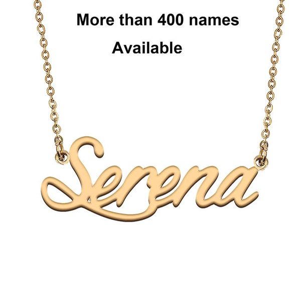 

chains cursive initial letters name necklace for serena birthday party christmas year graduation wedding valentine day gift, Silver