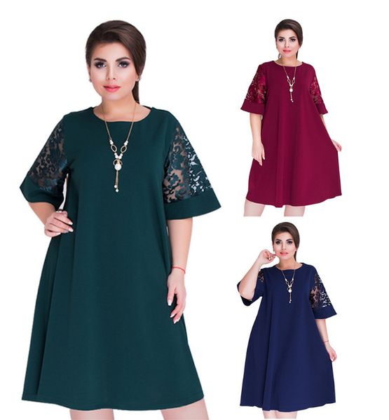 

women's plus size t shirt summer fashion lace sleeve stitching large