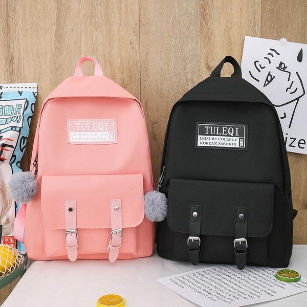 

school bags 4 piece set schoolbags for teenage girls women backpack fashion canvas lapshoulder female