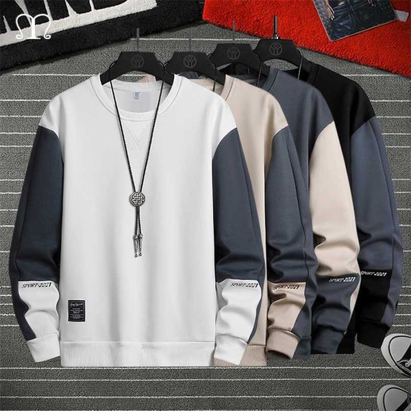 Herren Hoodies Sweatshirt Herbst Frühling Schwarz Weiß Hip Hop Pullover Streetwear Männliche Casual Mode Kleidung OVERSize 4XL 3XL 211014