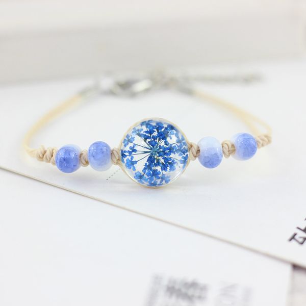 

bohemian dried flower plant specimen bracelet glass ball babys breath girl gift dropshippingdio chan contact, Silver