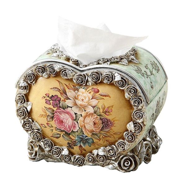 

tissue boxes & napkins 1piece 3colors europe resin creative antique noble home decoration storage holder box wedding gift