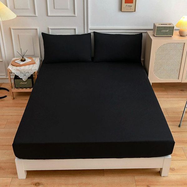 

sheets & sets fitted sheet 1pc 100%polyester solid bed cover mattress four corners with queen king size 180x200