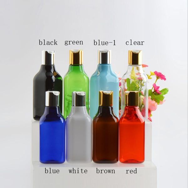 

storage bottles & jars 200ml empty square plastic bottle containers gold press cap shampoo washing cleaning packaging aluminum disc cove