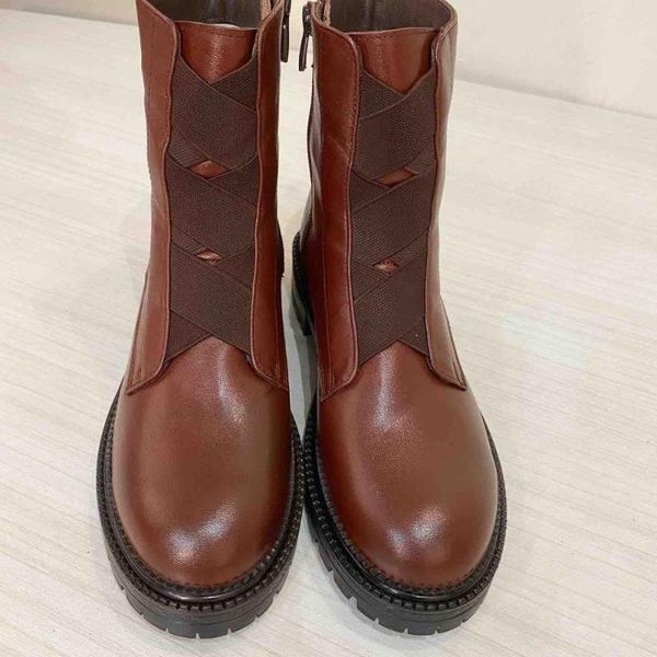 

boots brown women boot, leather midi boots, real boot, Black