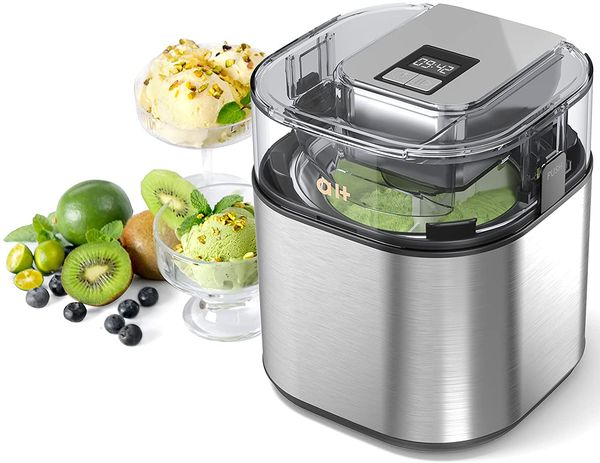 

1.5qt ice cream makeing machine with lcd digital display and countdown timer control panel fruit sorbet &frozen yogurt machine for home, rec