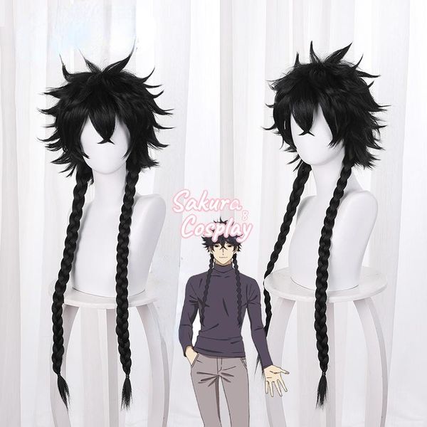 

other event & party supplies anime blue period hashida haruka cosplay black long double braids costume synthetic hair halloween carnival + f