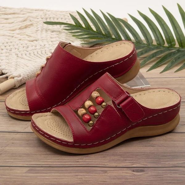 

slippers women sandals cut out wedge platform shoes fashion ethnic flat female outdoor sandalias muje ch65, Black