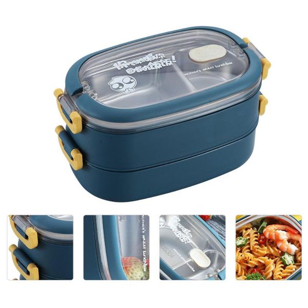 

dinnerware sets 1set stainless steel students lunch box creative double-layer bento
