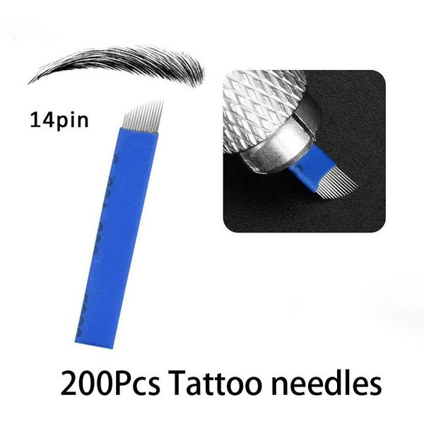 

tattoo needles 200pcs microblading 0.18mm 7 12 14 16 18 flex tebori blades permanent makeup needle manual eyebrow