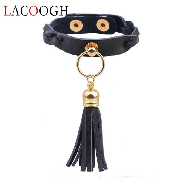 

charm bracelets lacoogh tassel pendant leather bracelet for women length 22cm bangles femme jewelry, Golden;silver