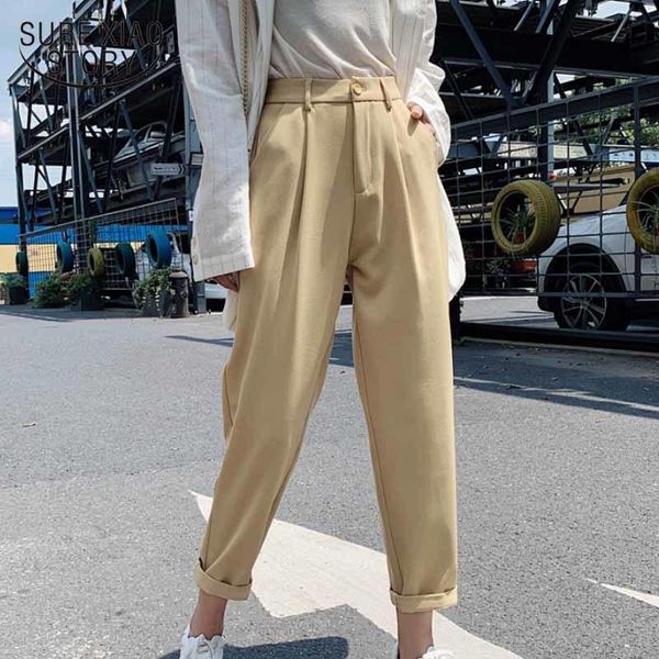 

women's pants & capris high waist casual harem autumn loose ankle-length trousers office fashion clothing female pantalon 10996, Black;white