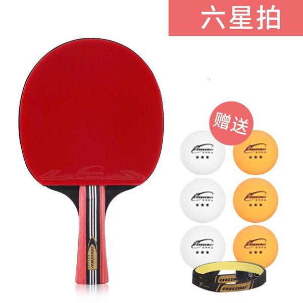 

crossway professional 6 stars straight grip short handle aggressive paddle 5 layers poplar wood bottom pimples in rubber racket table tennis