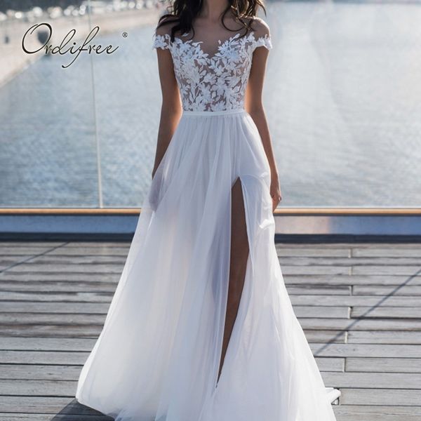 

summer women white lace long party transparent tulle split maxi dress 210415, Black;gray